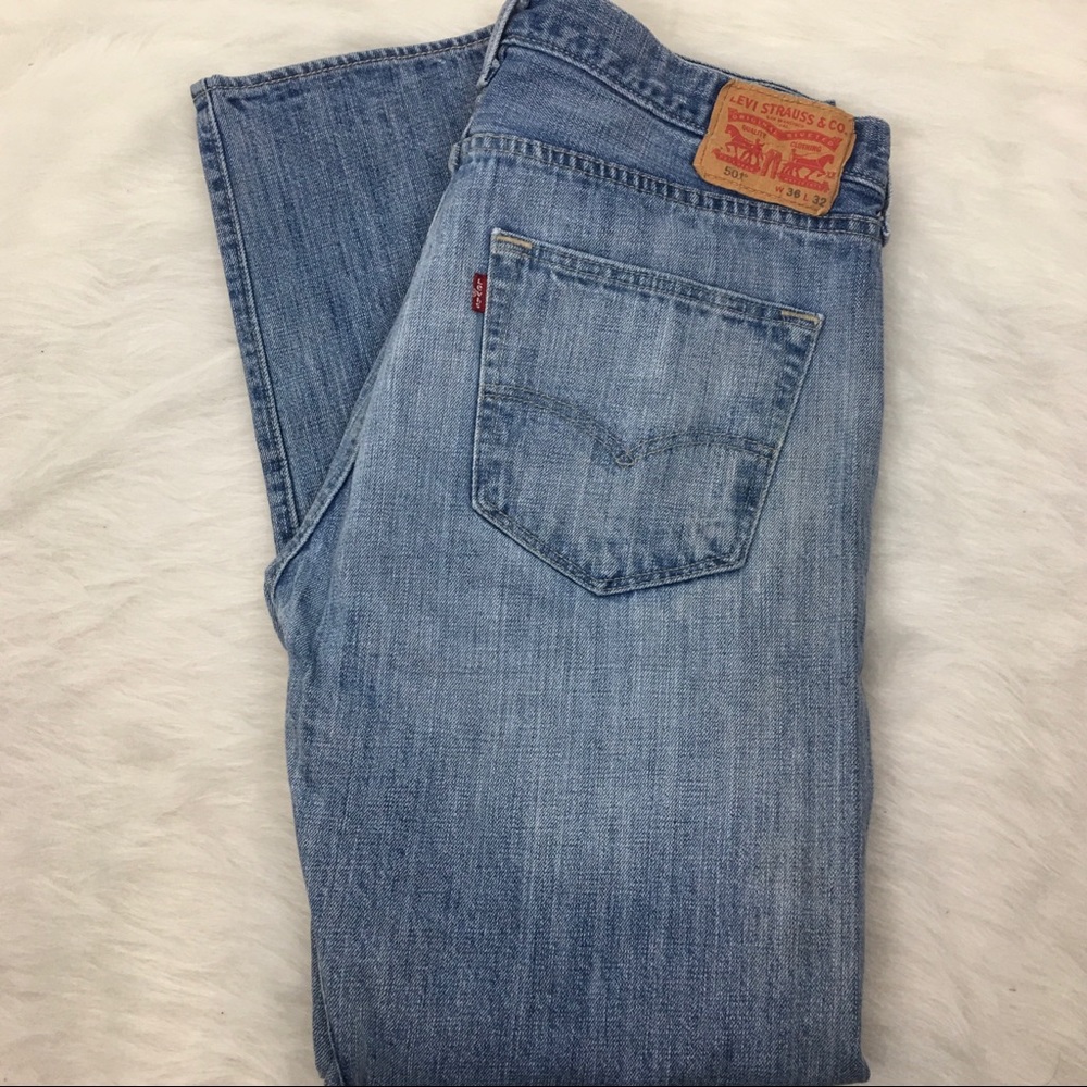 Levi’s 501 Button Fly Blue Denim Jeans - 36x32 - Picture 2 of 8